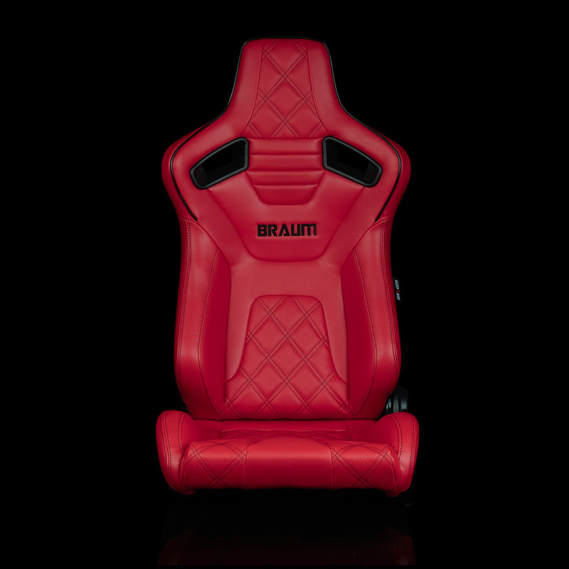 Elite-X Series Sport Seats - Red Large Diamond (Double Black Stitching / Black Piping)