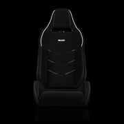 Viper X Series Sport Seats - Black Jacquard / White Piping