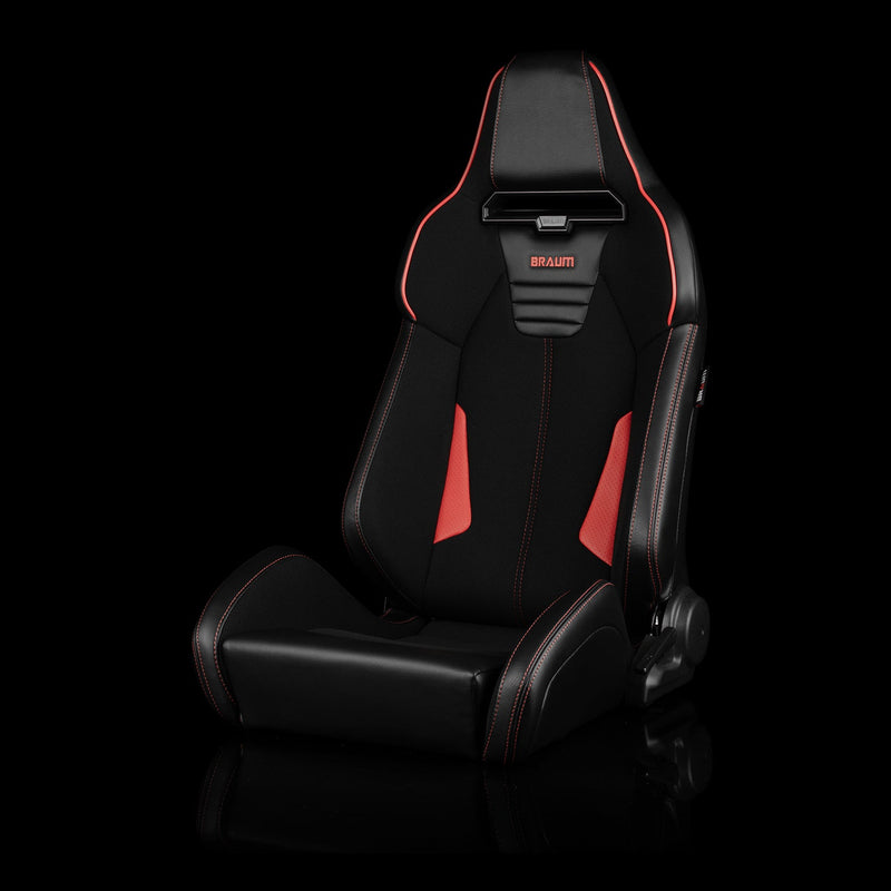 Viper X Series Sport Seats - Black PU / Black S374 / Red Stitching