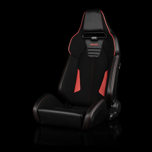 Viper X Series Sport Seats - Black PU / Black S374 / Red Stitching