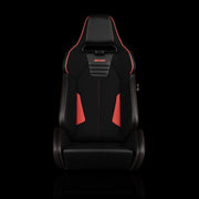 Viper X Series Sport Seats - Black PU / Black S374 / Red Stitching