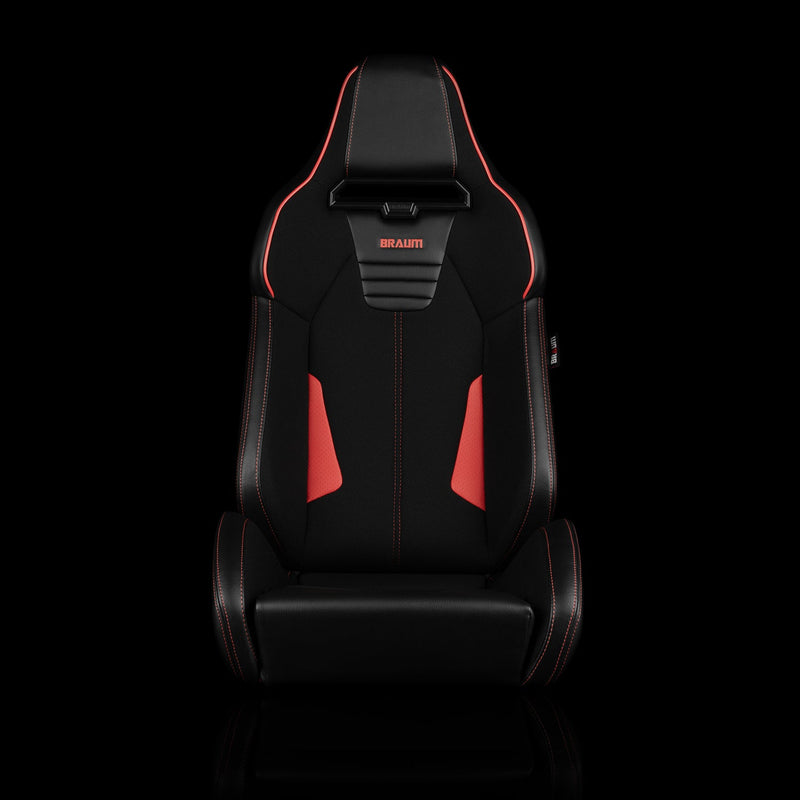 Viper X Series Sport Seats - Black PU / Black S374 / Red Stitching