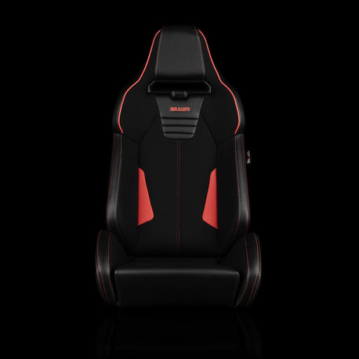 Viper X Series Sport Seats - Black PU / Black S374 / Red Stitching