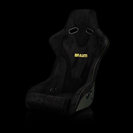 Falcon-R Composite Carbon Kevlar Bucket Seat - Black Alcantara (Yellow Stitching)