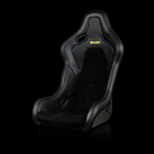 Falcon-S Composite Carbon Kevlar Bucket Seat - Black Alcantara (Yellow Stitching)