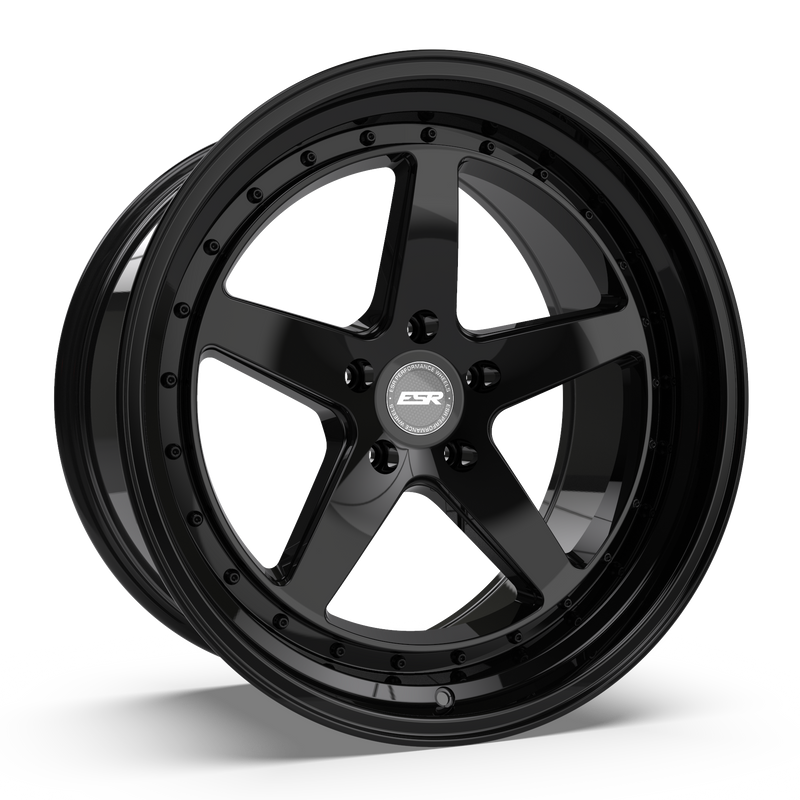 ESR CS5 18X8.5 5X114.3 +30 GLOSS BLACK FACE GLOSS BLACK LIP **SET OF 4**