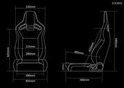 Elite V2 Series Sport Seats - Black PU / Black S374 - Low Base Version