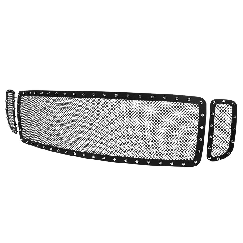 Spec-D 00-04 Ford  F250 Grille Insert - Rivety Style - Steel/Black - Drill Req HBG-F25099BKSS-YH