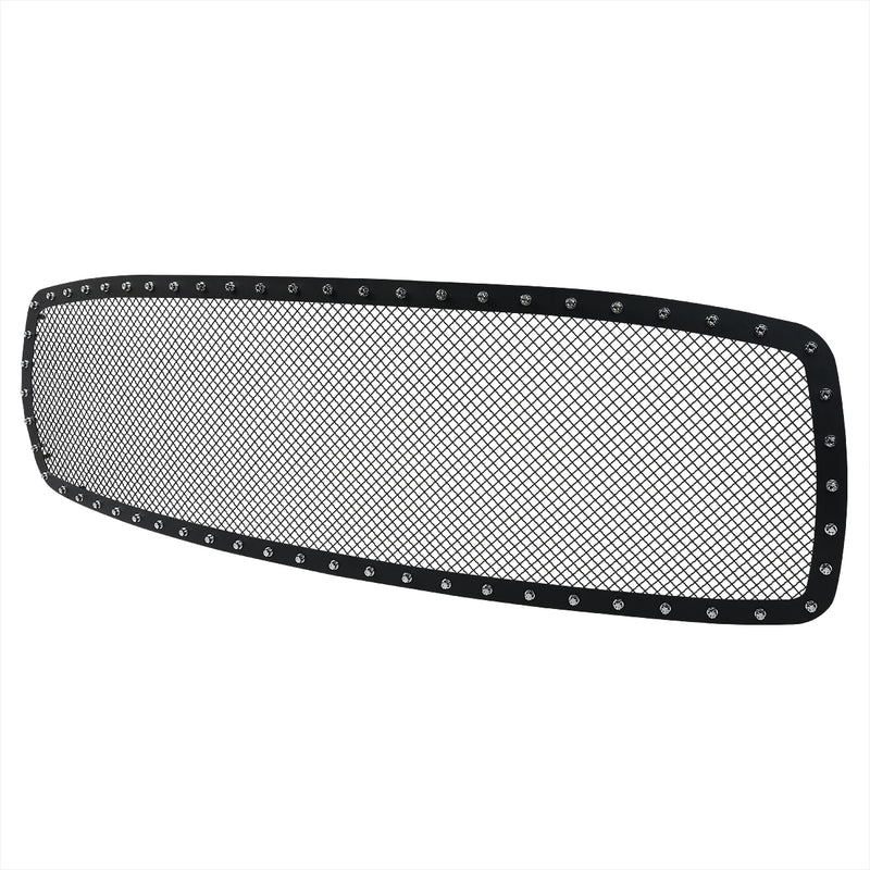Spec-D 02-05 Dodge Ram Grille Insert - Rivety Style - Steel/Black - Cut Not Req HBG-RAM02BKSS-YH