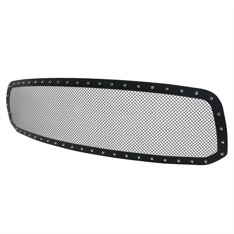 Spec-D 13-14 Dodge Ram 1500 Grille Insert - Rivet Style - Steel/Black - No Drilling HBG-RAM1315BKSS-YH