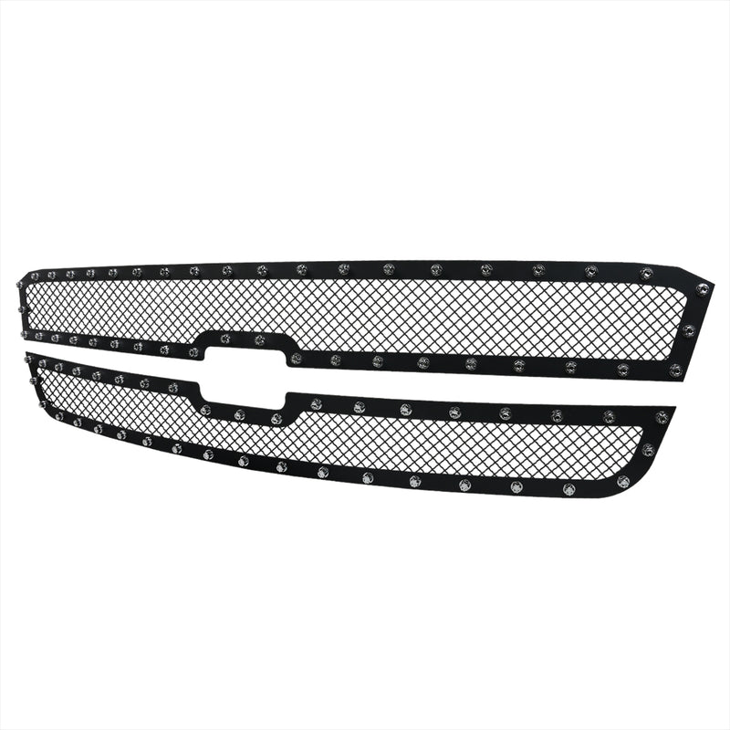 Spec-D 03-06 Chevrolet Avalanche Grille Insert - Rivet Style - Steel/Black - No Body Cladding HBG-SIV0315BKSS2P-YH
