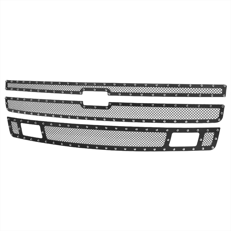 Spec-D 07-13 Chevrolet Silverado 1500 Rivet Grille Insert HBG-SIV0715BKSS3P-YH
