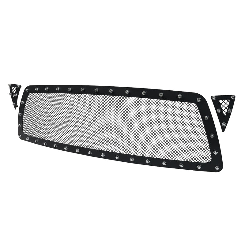 Spec-D 05-10 Toyota Tacoma 3Pc Grille Insert - Rivet Style - Steel/Black - No Drilling HBG-TAC05BKSS-YH