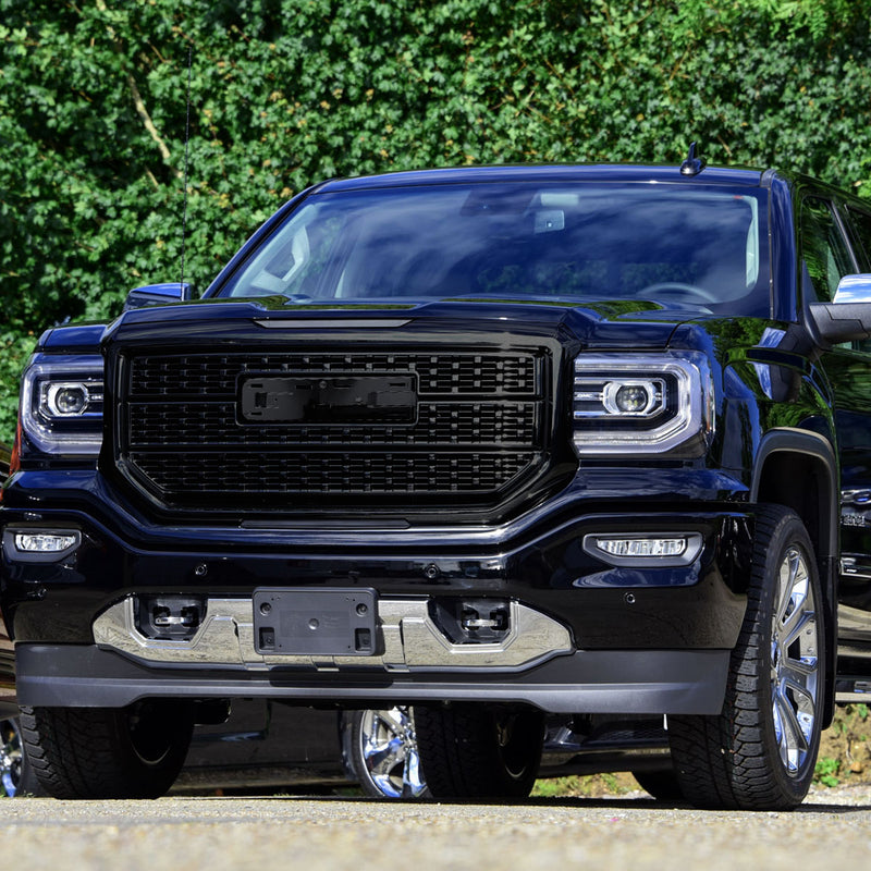 Spec-D 16-18 Gmc Sierra Denali Style Grille - Glossy Black HG-GMC1615JM-JB