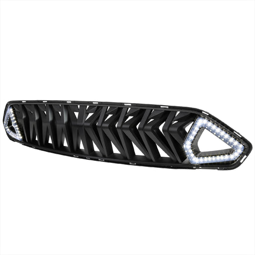 Spec-D 18-20 Ford Mustang Grille With White Led And Sequential Turn Signal HG-MST18BKDRL-KH