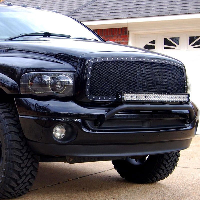 Spec-D 02-06 Dodge Ram Rivet Grille Glossy Black HG-RAM02JMSS-HJ