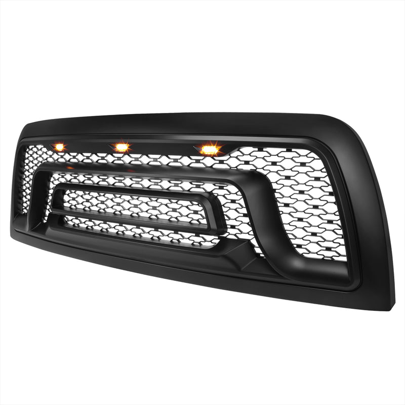 Spec-D 10-18 Dodge Ram 2500 Grille With Led Accents - Matte Black HG-RAM1025BB-LED-JB