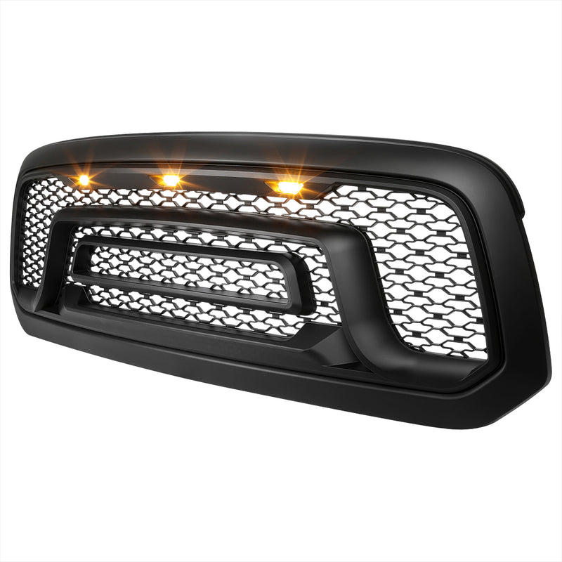 Spec-D 13-18 Dodge Ram 1500 Grille With Led Accents - Matte Black HG-RAM1315BB-LED-JB