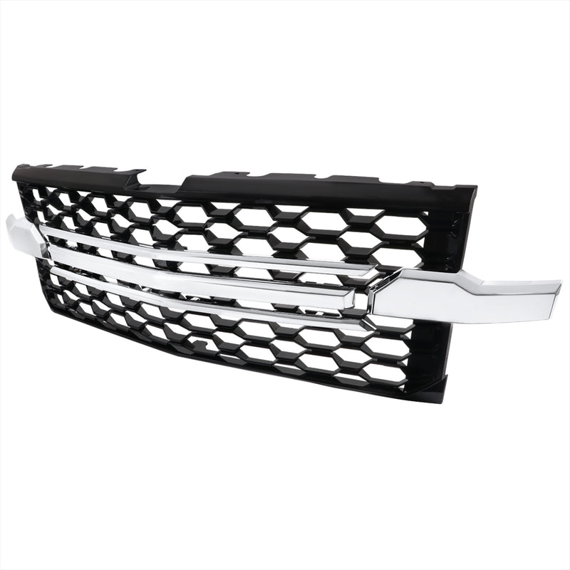 Spec-D 19-22 Chevrolet Silverado 1500 Grille Chrome With Glossy Black (Work Truck /  Custom / Custom Trail Boss Model) HG-SIV1915WTCB-GL