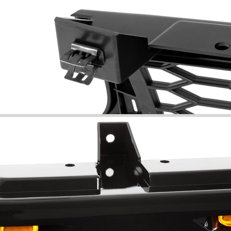 Spec-D 99-02 Chevrolet Silverado Glossy Black Mesh Grille With Led Lights HG-SIV99JM-LED-KH