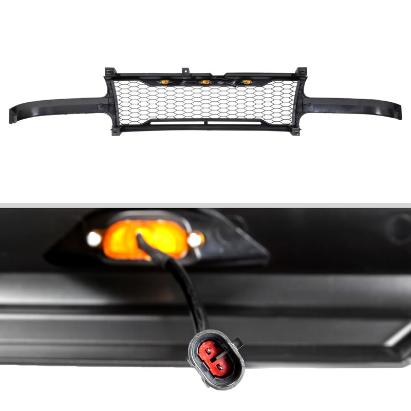 Spec-D 99-02 Chevrolet Silverado Glossy Black Mesh Grille With Led Lights HG-SIV99JM-LED-KH