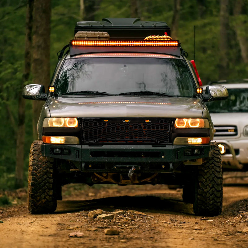Spec-D 99-02 Chevrolet Silverado Glossy Black Mesh Grille With Led Lights HG-SIV99JM-LED-KH