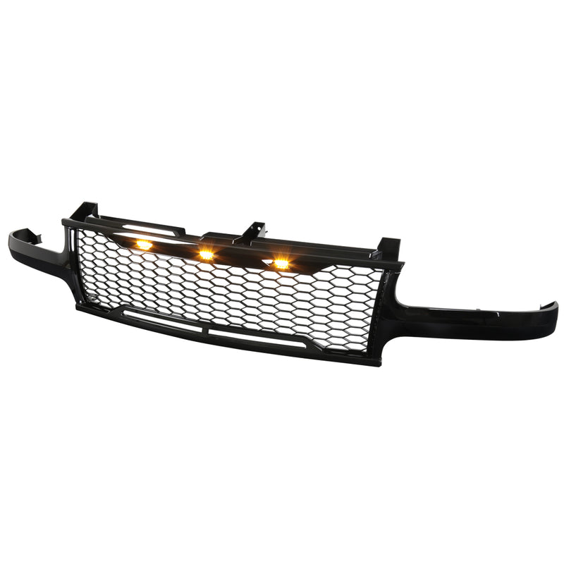 Spec-D 99-02 Chevrolet Silverado Glossy Black Mesh Grille With Led Lights HG-SIV99JM-LED-KH