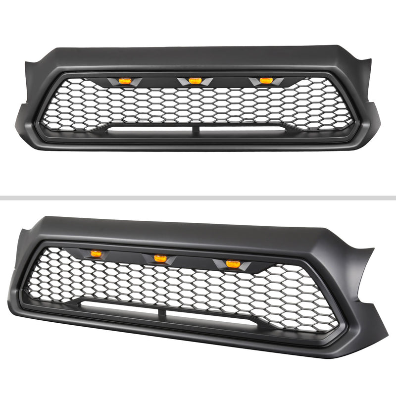 Spec-D 12-15 Toyota Tacoma Matte Black Mesh Grille With Led Lights HG-TAC12BB-LED-KH