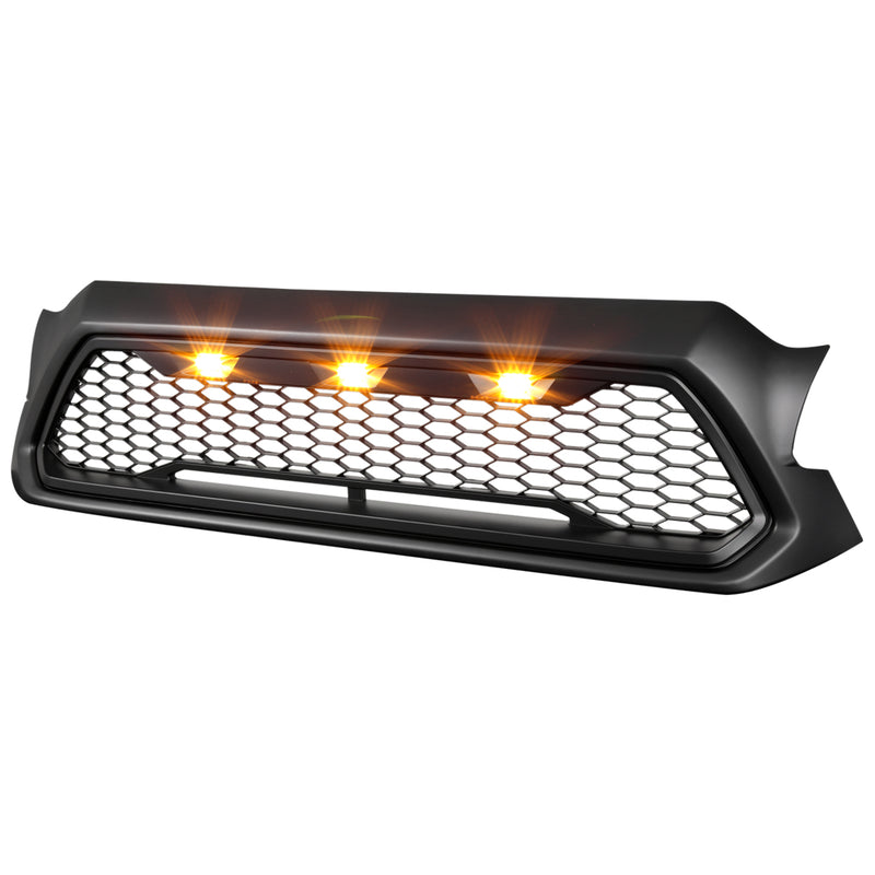 Spec-D 12-15 Toyota Tacoma Matte Black Mesh Grille With Led Lights HG-TAC12BB-LED-KH