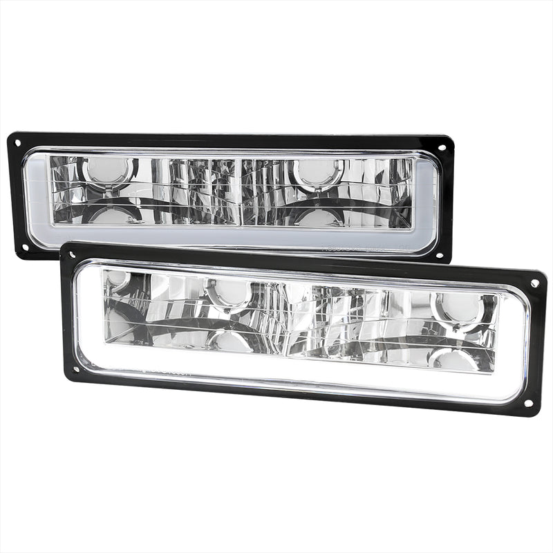 Spec-D 88-98 Chevrolet C10 Bumper Light With Led Bar Chrome Housing And Clear Lens LB-C1088-G3-GO