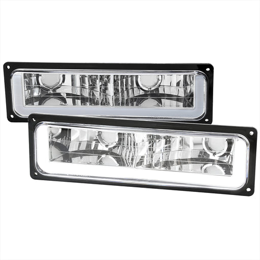 Spec-D 88-98 Chevrolet C10 Bumper Light With Led Bar Chrome Housing And Clear Lens LB-C1088-G3-GO