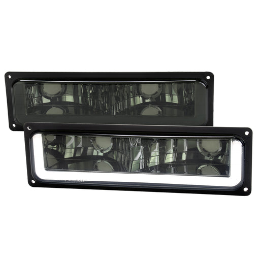 Spec-D 88-98 Chevrolet C10 Bumper Light Chrome Housing And Smoked Lens With Led Bar LB-C1088G-G3-GO