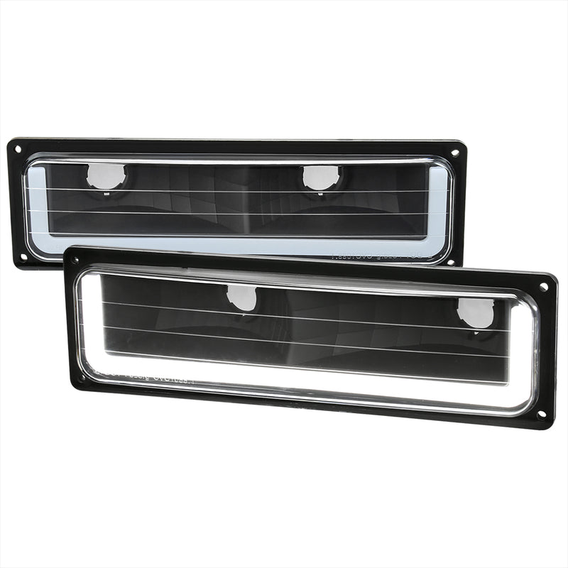Spec-D 88-98 Chevrolet C10 Bumper Light With Led Bar Matte Black Housing And Clear Lens LB-C1088JM-G3-GO