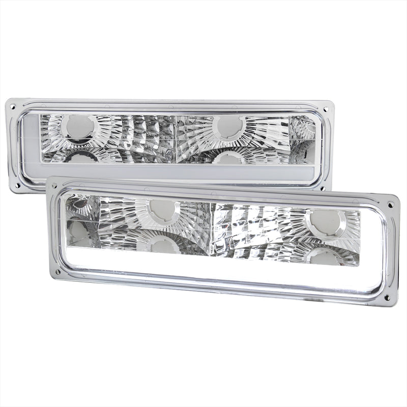 Spec-D 88-98 Chevrolet C10 Gmc Ck Parking Light Chrome Housing And Clear Lens - Use Stock Bulbs LB-C1094-G3-RS