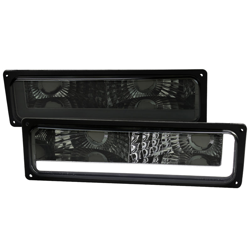 Spec-D 88-98 Chevrolet C10 Gmc Ck Parking Light Chrome Housing Smoked Lens - Uses Stock Bulbs LB-C1094G-G3-RS