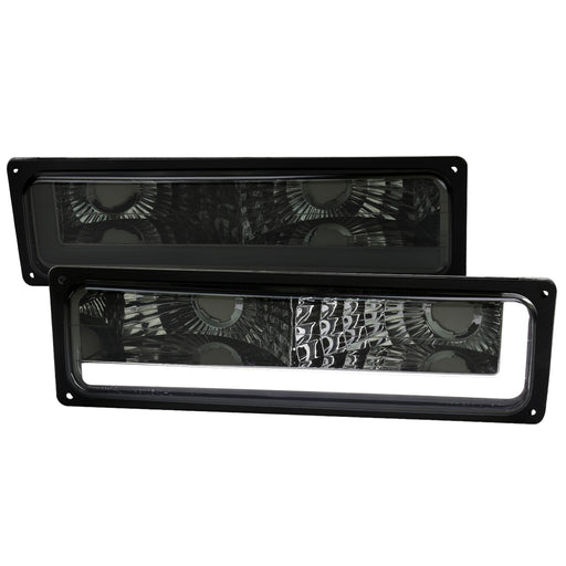 Spec-D 88-98 Chevrolet C10 Gmc Ck Parking Light Chrome Housing Smoked Lens - Uses Stock Bulbs LB-C1094G-G3-RS
