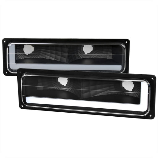 Spec-D 88-98 Chevrolet C10 Gmc Ck Parking Light Matte Black Housing Clear Lens - Uses Stock Bulbs LB-C1094JM-G3-RS