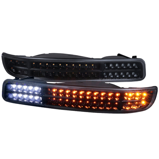 Spec-D 99-05 Gmd Sierra Yukon Sequential Bumper Lights With Matte Black Housing And Smoked Lens LB-GMC99GLED-SQ-TM