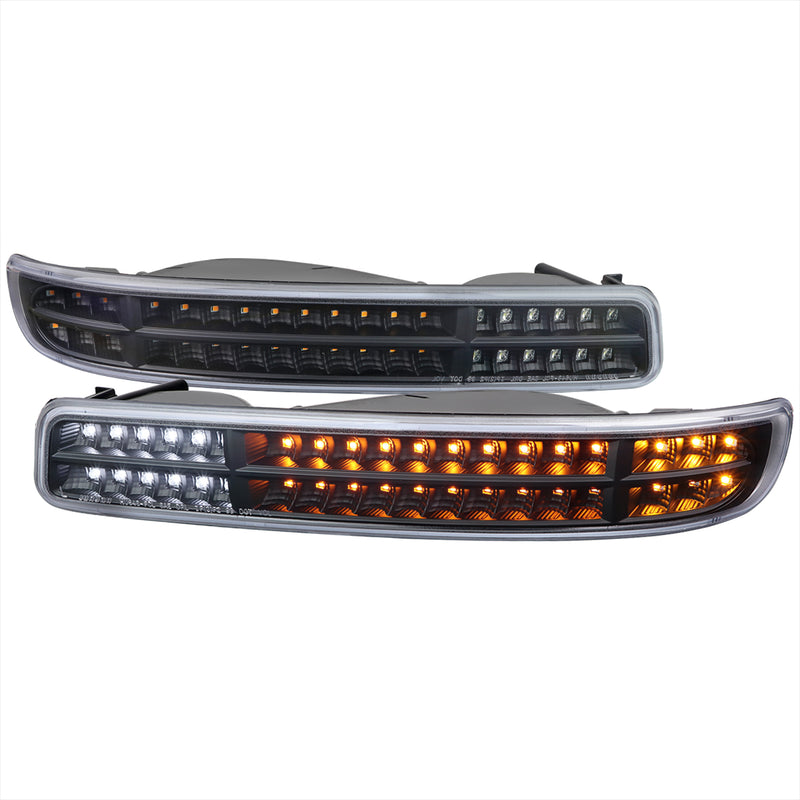 Spec-D 99-05 Gmd Sierra Yukon Sequential Bumper Lights With Matte Black Housing And Clear Lens LB-GMC99JMLED-SQ-TM