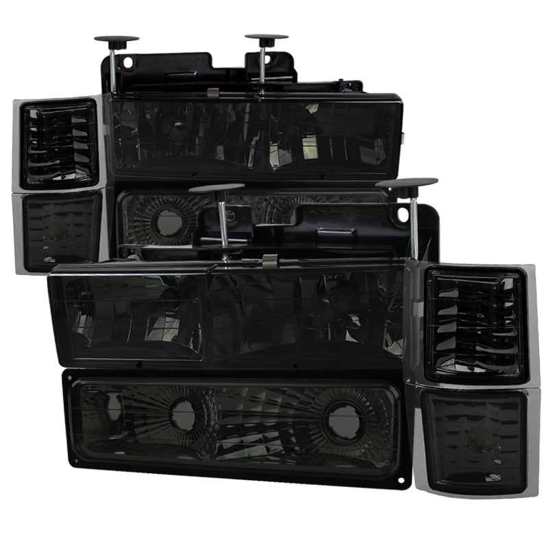 Spec-D 88-93 Chevrolet C10 Smoke Euro Headlight With Corner Light And Bumper Light LBCLH-C1088G-RS