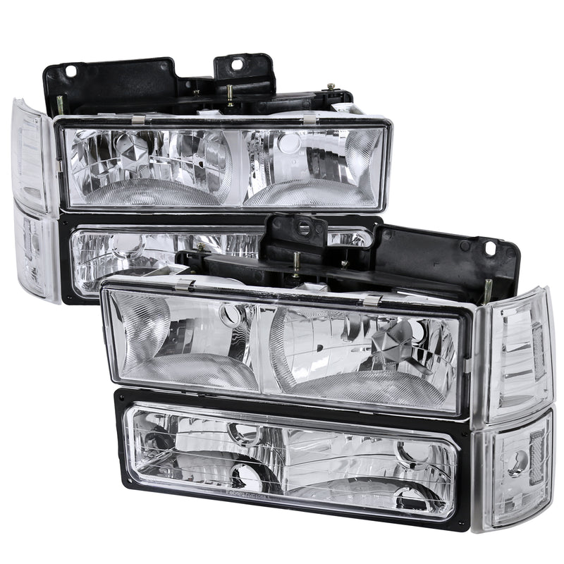Spec-D 94-98 Gmc Sierra Euro Headlight With Corner Lights And Bumper Lights Chrome LBCLH-GMC94-SY