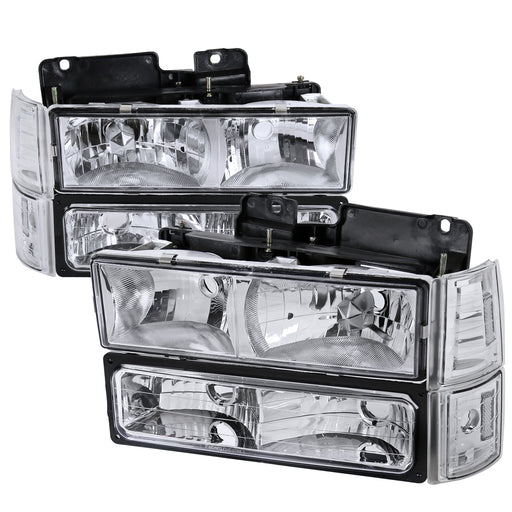 Spec-D 94-98 Gmc Sierra Euro Headlight With Corner Lights And Bumper Lights Chrome LBCLH-GMC94-SY