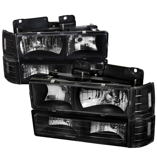 Spec-D 94-98 Gmc Sierra Euro Headlight With Corner Lights And Bumper Lights Black LBCLH-GMC94JM-SY