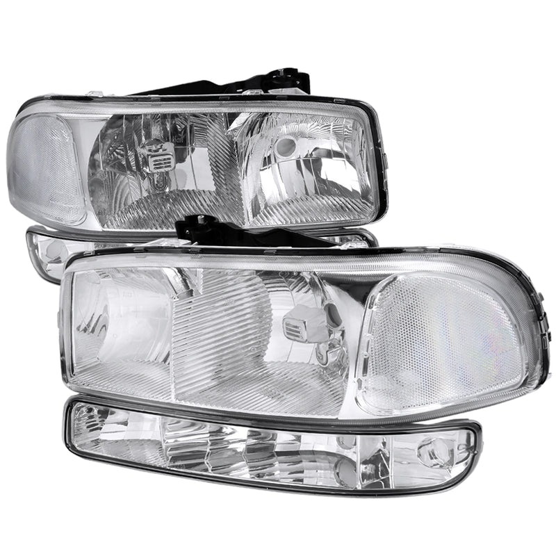 Spec-D 99-06 Gmc Sierra Headlight And Bumper Light Combo - Chrome Housing With Clear Lens LBLH-GMC99-RS