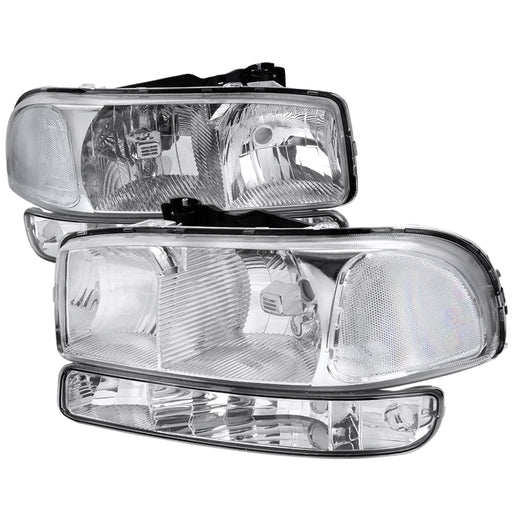Spec-D 99-06 Gmc Sierra Headlight And Bumper Light Combo - Chrome Housing With Clear Lens LBLH-GMC99-RS