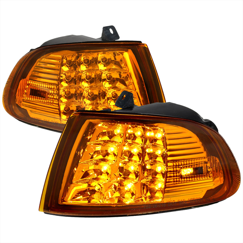 Spec-D 92-95 Honda Civic 2/3 Door Led Corner Lights - Amber Lens Chrome Housing LC-CV923AMLED-EU