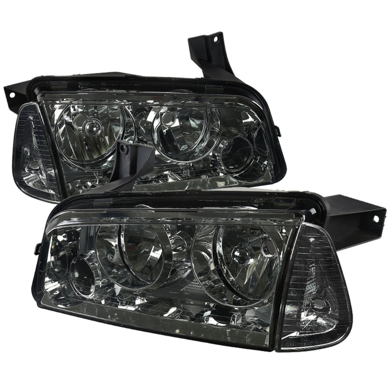 Spec-D 05-10 Dodge Charger Smoke Euro Headlight With Corner LCLH-CHG05G-ABM