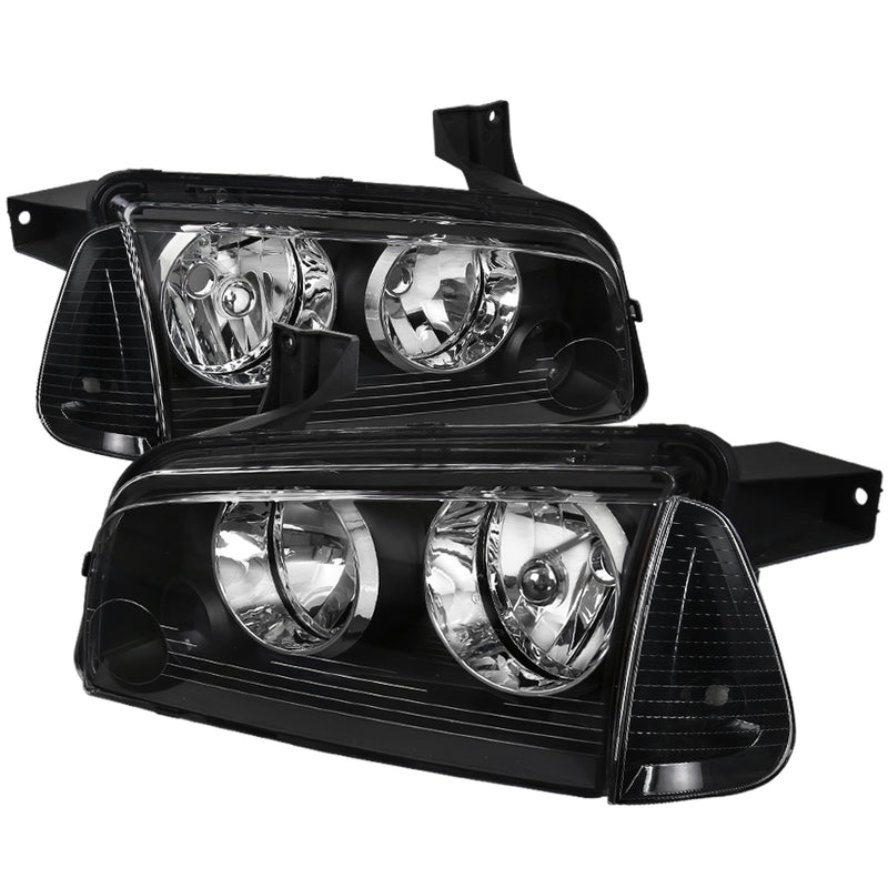Spec-D 05-10 Dodge Charger Combo: Corner And Euro Headlights - Black  LCLH-CHG05JM-ABM
