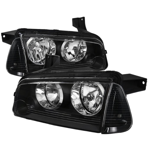 Spec-D 05-10 Dodge Charger Combo: Corner And Euro Headlights - Black  LCLH-CHG05JM-ABM