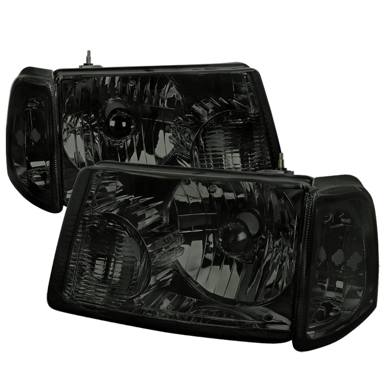 Spec-D 01-11 Ford Ranger Smoke Euro Headlight With Corner LCLH-RAN01G-RS
